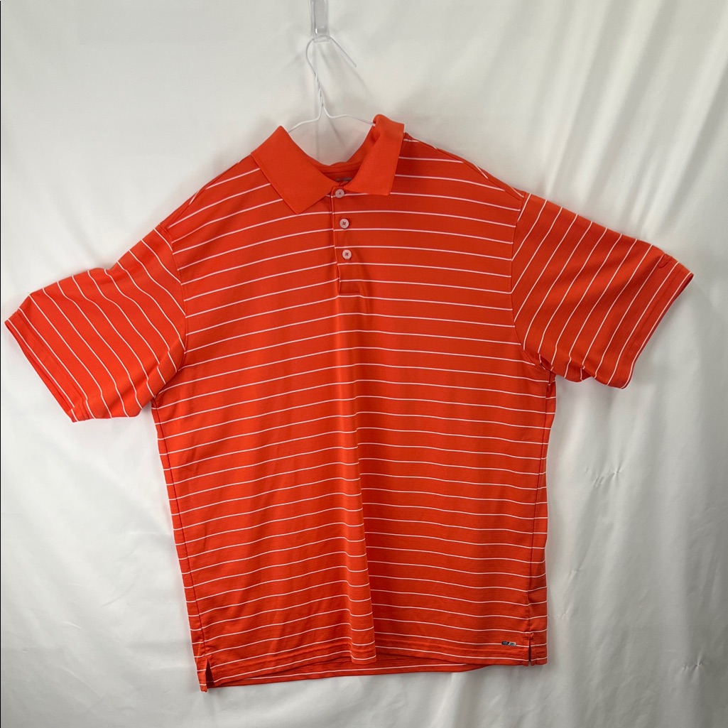 Champion - Men’s Golf Shirt - Xl - Duo Dry - Orange With White Stripe